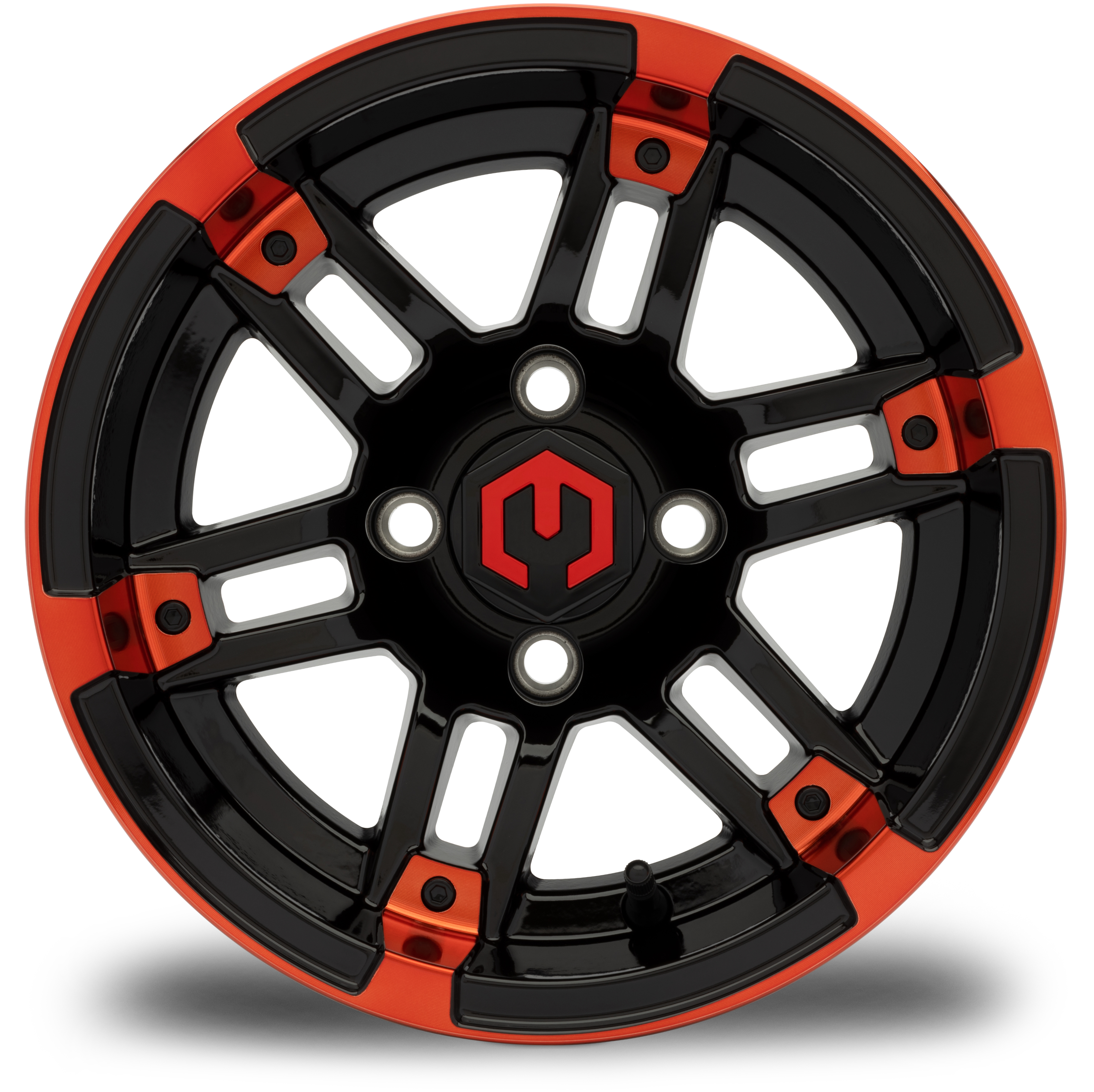MODZ® Aftershock  Black w/Machined Face Red Clear Coat 12x7 Golf Cart Wheel