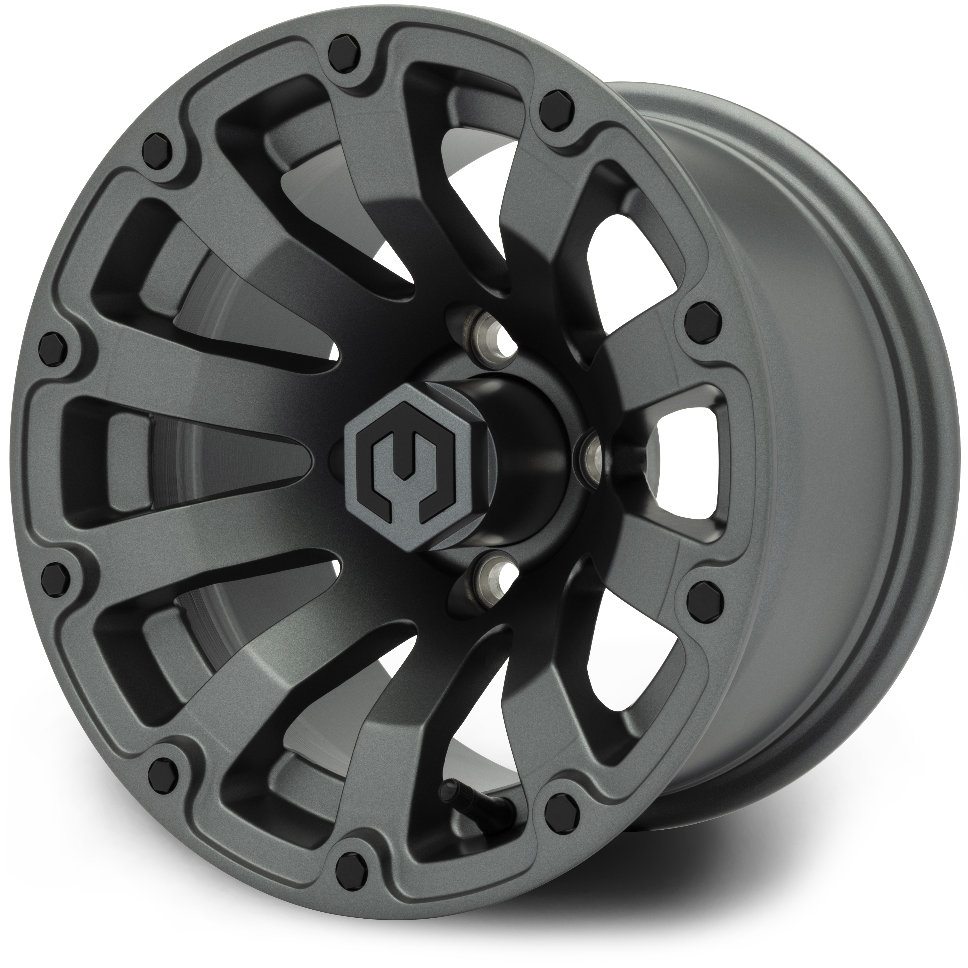 MODZ® Bomber  Machined Black 12x7 Golf Cart Wheel