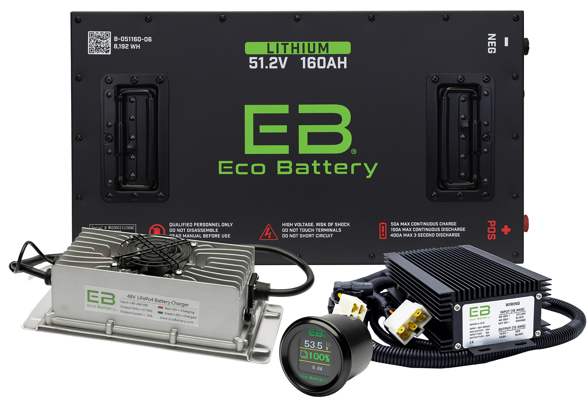 Eco Battery 48V - 160AH Lithium Battery Bundle - Choose Cart Model