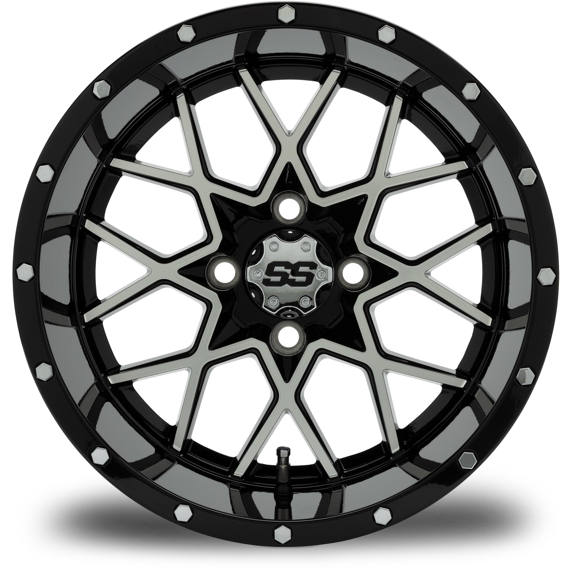 MODZ® 14" Vortex Machined Black Golf Cart Wheel