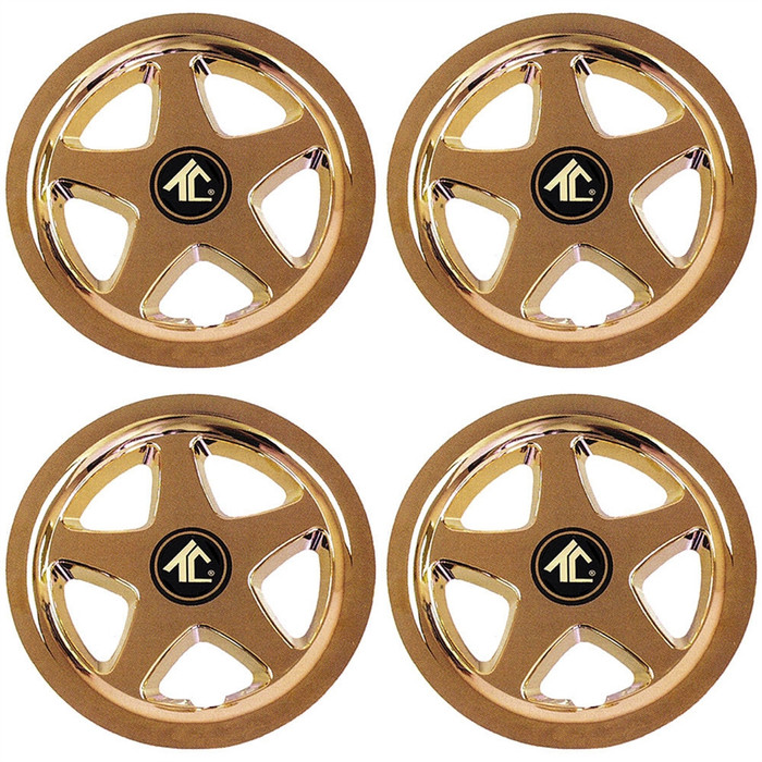 8 Quot Star 5 Spoke Gold Plated Golf Cart Wheel Cover Set Of
