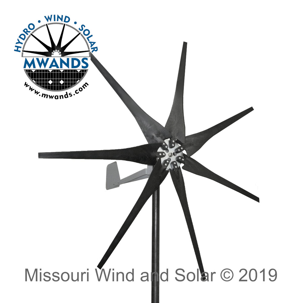 DC output Missouri Confederate 500 watt 7 blade 12 volt home wind turbine 