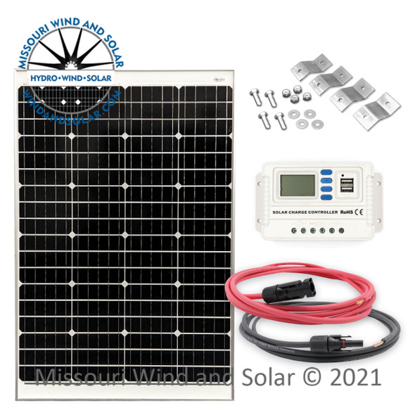 100 Watt Solar Panel Kit with PWM Charge Controller