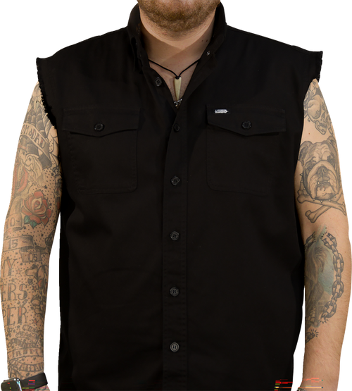 No Regrets Printed Sleeveless Button Down Shirt 30403370