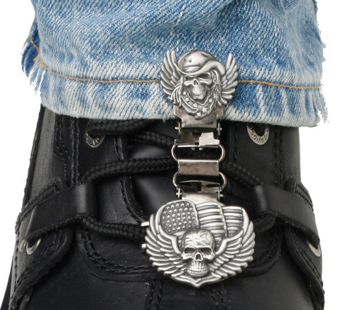 CLIPS FOR LACED BOOTS SKULL /WINGS-26-7019