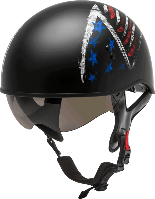 HH-65 HALF HELMET BRAVERY MATTE BLACK/RED/WHITE/BLUE LG-72-5648L