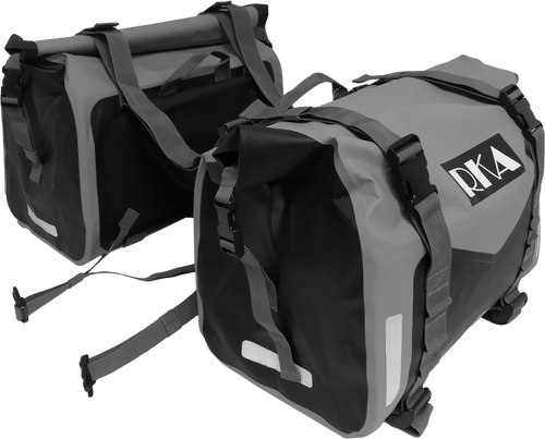 RUGGED MOTORCYCLE SADDLEBAGS 60L BLACK/GRAY PAIR-71-9147