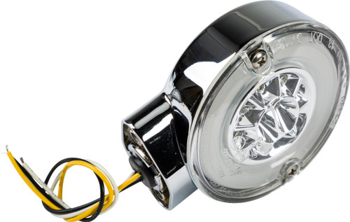 DUAL FUNCTION FRONT TURN SIGNAL CHROME W/CLEAR LENS-820-52403 DUAL FUNCTION FRONT TURN SIGNAL CHROME W/CLEAR LENS-820-52403