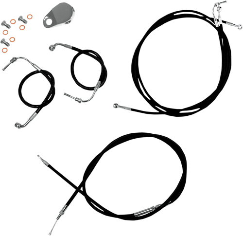 Standard Black Vinyl Braided Handlebar Cable/Brake Line Kit — Ape Hanger 06100580 Standard Black Vinyl Braided Handlebar Cable/Brake Line Kit — Ape Hanger 06100580