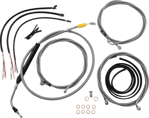 Complete Stainless Braided Handlebar Cable/Brake Line Kit — Cable Kit 06621111