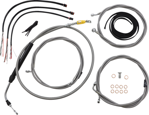 Complete Stainless Braided Handlebar Cable/Brake Line Kit — Cable Kit 06621114