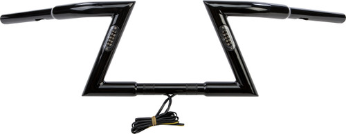 GLOSS BLACK Z BARS 8" RISE W/LED TURN SIGNALS-820-54540