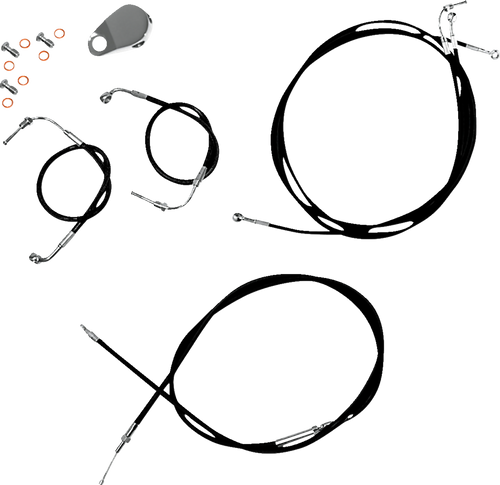 Standard Black Vinyl Braided Handlebar Cable/Brake Line Kit — Ape Hanger 06620859