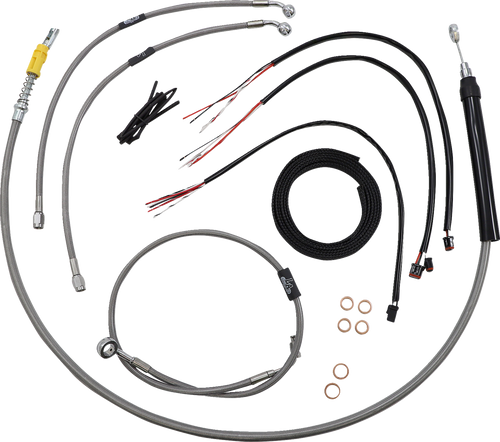 Complete Stainless Braided Handlebar Cable/Brake Line Kit — Cable Kit 06620873