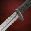 The Honshu Boshin® Double Edge Sword fuses tradition and innovation to yield a masterwork of modern sword design. The sword boasts a 30 1/2” 1060 high carbon steel blade that’s unrivaled in sharpness and strength. Trading traditional trappings for sleek contemporary style, the cutting edge Boshin® is an undeniably modern weapon. Textured TPR shrouds the handle for an ergonomic no-slip grip and the handle is crowned with an oversized polished steel pommel. The guard snubs fanciful ornamentation in favor of a practical pointed ellipse design. In keeping with the Boshin® sword’s clean, functional motif, the scabbard is wooden with a semi-gloss black finish and features black faux leather wrapping and cotton cord. Wielding the Honshu Boshin® Double Edge Sword is almost Zen-like – you just have to experience it for yourself!