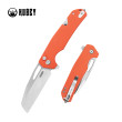 General Information:
Brand: Kubey
Item Name: 10-8
Model No.: KU363B
UPC: 759382995755
Product Type: Folding Knife
Dexterity: Ambidextrous
Best Use: Outdoor, Every Day Carry
Designer: Alessandra De Santis
Country of Origin: China
Warranty: Lifetime

Material:
Blade Material: 14C28N
Heat Treatment: Vacuum & Cryogenic
Blade Shape: Sheepsfoot
Blade Finish: Satin
Way of Sharpening: Flat
Type of Edge: Plain
Handle Material: G10
Handle Color: Orange

Dimensions:
Item Weight: 5.05 oz / 143 g
Overall Length: 7.87 inch / 20.0 cm
Handle Length: 4.72 inch / 12.0 cm
Handle Thickness: 0.59 inch / 1.5 cm
Blade Length: 3.15 inch / 8.0 cm
Blade Width: 1.10 inch / 2.8 cm
Blade Thickness: 0.14 inch / 3.5 mm
Blade Hardness: HRC60-62
Sharpening Angle: 15°-20°

Accents & Hardware:
Back Spacer Material: Stainless Steel
Backspacer Finish: Sandblast
Clip Material: Stainless Steel
Clip Finish: Sandblast
Clip Position: Tip-up, L/R
Pivot Cap Material: Stainless Steel
Pivot Cap Finish: Sandblast
Liner Material: Stainless Steel
Liner Finish: Sandblast
Studs Material: Stainless Steel
Studs Finish: Sandblast
Filler Tab Material: Stainless Steel
Filler Tab Finish: Sandblast
Screws Material: Stainless Steel
Screws Finish: Sandblast
Lock Type: Button Locking
Washer Material: Caged Ceramic Ball Bearing
Washer Size: 5.2 (d) X 9.6 (D) X 1.6 (H) mm