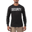 Clearly establish your security presence with Rothco’s Long Sleeve Two-Sided Security T-Shirt. The text “SECURITY” is printed down both sleeves, the front and back of this long sleeve security guard shirt making your title visible. Poly cotton construction makes this security t-shirt comfortable, breathable and durable, all necessities for a work shirt. This security guard shirt features a tagless label.