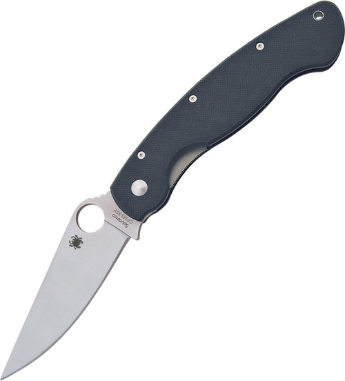 a foliage green lightweight Ladybug. Foliage green is the green hue used in the U.S. Army's camouflage. It has the curious ability to shade-shift from green to gray blending into surrounding colors and backgrounds. The modified clip-point VG-10 blade is hollow-ground with a fully serrated SpyderEdge or fully PlainEdged. Uniform thick from heel to tip, the blade delivers durability and strength. The FRN (fiberglass reinforced nylon) handle is Bi-Directionally Textured™ and comfortably angular in everyway the hand can comfortably grip it. The relative position of the Spyderco Round Hole to the pivot and back-lock was key in its design so that even though very small, the folder opens one handedly and gives the perception of being larger in the hand than it truly is. Ladybugs are clipless, fitted with a lanyard hole for attachment to a keychain or thong.