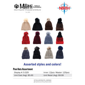 $11.99 Pom Hats Assortment $11.99 Pom Hats Assortment