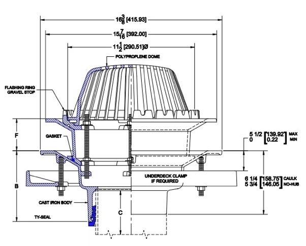 Wade 3000 roof drain