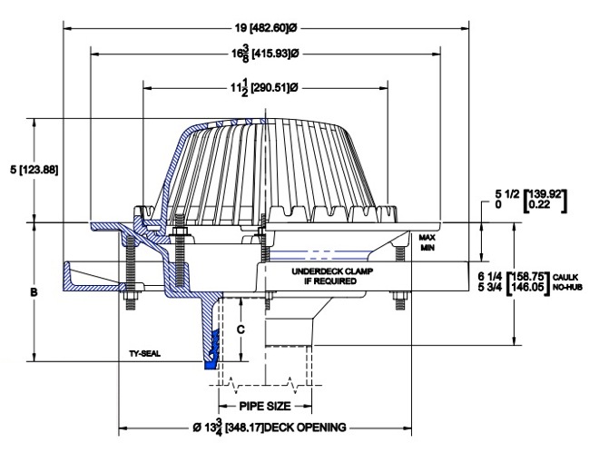 Wade 3000 Roof Drains Specs Options