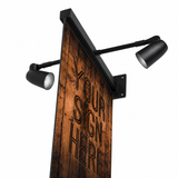 Set of 2 Lighted Montamar Channel Sign Brackets with faux wood sign blank