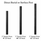 8ft 10ft 12ft 3" square aluminum posts powder coated black