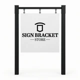 La Jolla Post and Panel with a square swinging sign on a white background