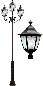 Triple Antique Cast Aluminum Light Post Triple Antique Cast Aluminum Light Post