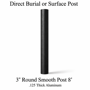 8ft 3" round aluminum post powder coated black