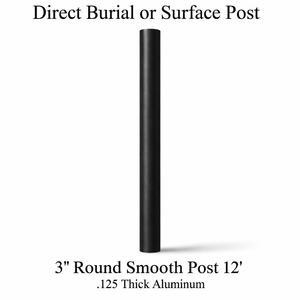 12 foot 3" diameter aluminum post powder coated black