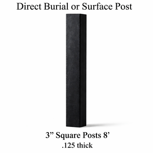 8ft 3" square aluminum post in powder coated black