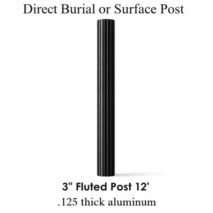 12 foot 3" square powder coated black aluminum post