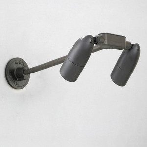 Modern Straight Arm Directional Double PAR20 Bullet Light Sign Lighter with black finish on white background Modern Straight Arm Directional Double PAR20 Bullet Light Sign Lighter with black finish on white background