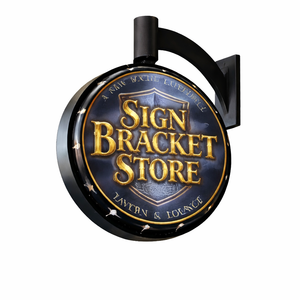 Custom motorized rotating sign bracket in powder coated steel