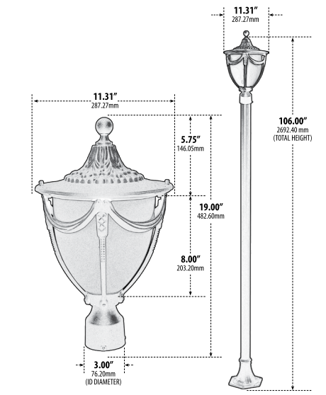 Decorative Cast Aluminum Light Post