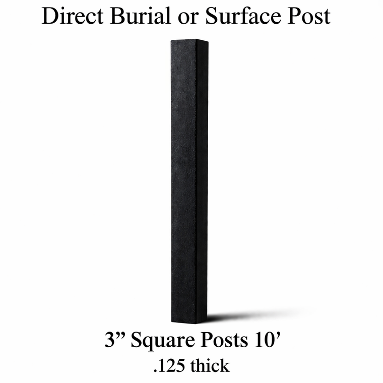 10 foot 3" square aluminum post in black powder coat