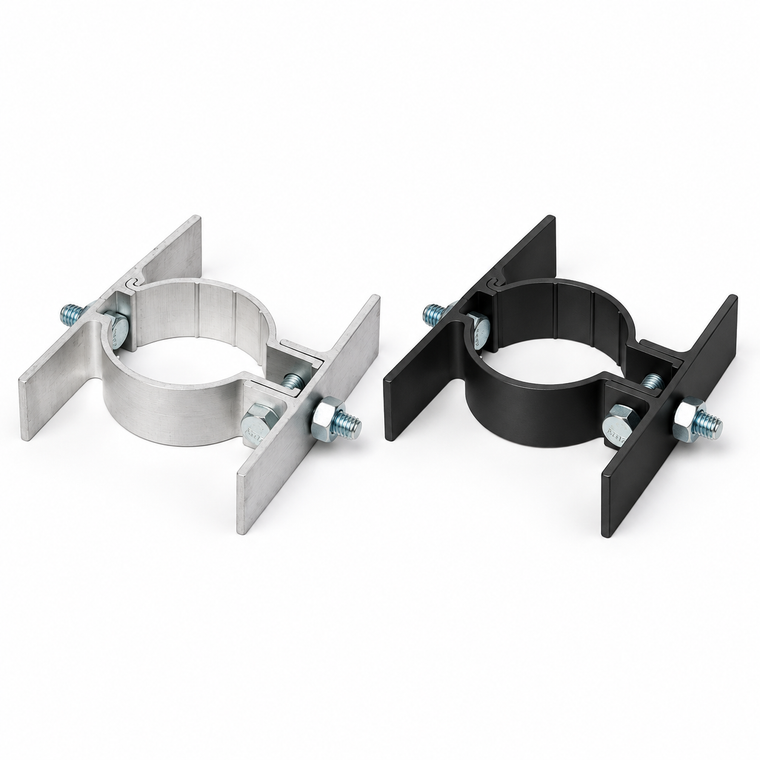2 3/8" Round Center Mount Sign Bracket - Double-sided in anodized clear or black finish