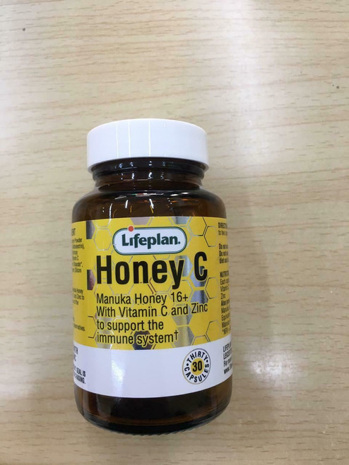 Lifeplan Honey C for Immunity 30 Capsules - Manuka Honey 16+ Plus Vitamin C & Zinc
