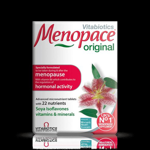 PRODUCT DETAILS
Menopace Original

The menopause is a natural stage of life that every woman goes through as oestrogen levels decline. It usually occurs between 45 and 55 years of age, but this can vary considerably.

Thousands of women worldwide have discovered that Menopace, the UK's No.1 selling supplement for this stage of life, provides effective nutritional support. Menopace is the most trusted menopause supplement brand*.

Optimal nutrition is important during and after the menopause. Menopace Original is an effective one-a-day supplement of 22 nutrients scientifically formulated to be taken during and after this period of change.

Hormone Regulation

During the menopause, levels of specific hormones can change. Menopace contains vitamin B6 which contributes to the regulation of hormonal activity.

Helping to Maintain Menopausal Health

Menopace also provides vitamin B12 and thiamin (vitamin B1), which contribute to the normal functioning of the nervous system. The comprehensive formula also contains moderate dietary levels of Soya Isoflavone extract (20mg).

Skin and Hair

As in many stages of life, fluctuations in hormones can affect the skin and hair. Oestrogen has a positive effect on the production of collagen, a substance that forms part of the bone matrix and skin structure. After the menopause, oestrogen levels and hence collagen production can significantly decline. Menopace includes vitamin C which contributes to normal collagen formation for the normal function of skin, cartilage, teeth, bones and blood vessels. Menopace also provides biotin which contributes to normal skin health and zinc which contributes to normal hair health.

Heart Health

It is thought that lower oestrogen levels may influence heart and cardiovascular health in older women. Menopace includes thiamin (vitamin B1) which contributes to the normal heart function, whilst vitamins B6 and B12 plus folate contribute to normal homocysteine metabolism. Maintaining healthy lower levels of the blood amino acid homocysteine is independently linked with heart health.

Bone Health

Bone health is particularly important for women during and after the menopause, as bone mass significantly declines. Menopace provides magnesium, zinc and vitamin D which contribute to the maintenance of normal bones. Menopace Original provides 10µg vitamin D, the level recommended as a daily supplement by the UK Department of Health, especially during the autumn and winter.Vitamin D also contributes to the absorption and utilisation of calcium from the diet. Menopace Original is designed to be taken in conjunction with a calcium supplement such as Osteocare.

Mental Performance

Research suggests that changes occur in many brain areas during the period of the menopause, and looking after mental performance is important throughout life; common tips to keep mentally active include reading, learning a language, doing crossword and jigsaw puzzles. Menopace Original provides iron, zinc and iodine which contributes to normal cognitive function and pantothenic acid contributes to normal mental performance.

Active Lifestyle

Vitamin B12, biotin and minerals copper and iron contribute to normal energy release, plus vitamin D contributes to normal function of the immune system.