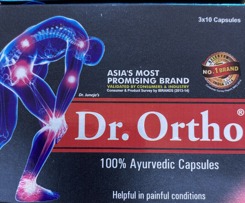 Dr. Ortho Ayurvedic Capsules
Relieves painful, swollen joints
Also eases joint and muscle discomfort
Purely ayurvedic and natural