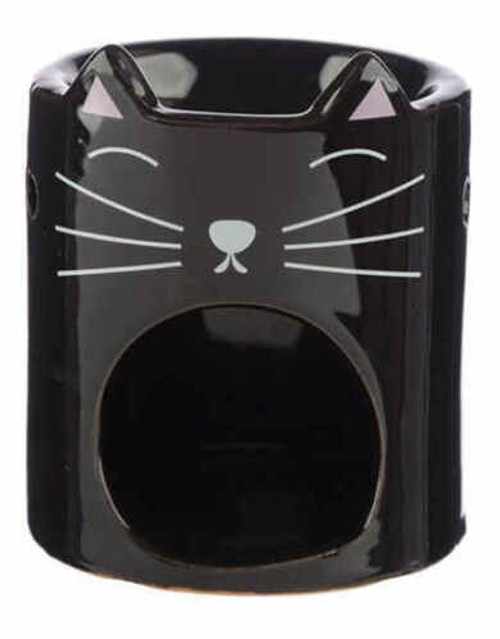 Feline Fine Ceramic Cat Head Oil Burner black