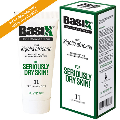 Basix Skin Defence Cream for Dry Flaky Itchy Skin Soothes Eczema Psoriasis Dermatitis - 11 Natural Active Healing Ingredients - Anti-Inflammatory, Anti-Viral, Anti-Itch - With Kigelia Africana - Natural Plant Sterols 50ml