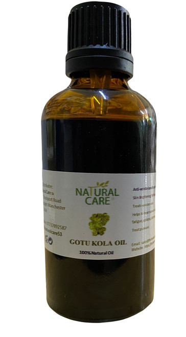 Gotu kola oil 50ml:

Gotu kola oil, derived from the herb Centella asiatica, also known as "Indian pennywort" offers several benefits for the skin and hair. It is commonly used in Ayurvedic and traditional medicine practices. Here are the benefits and general usage guidelines for Gotu kola oil:

Benefits of Gotu Kola Oil:

Skin rejuvenation: Gotu kola oil promotes collagen synthesis, which helps in improving the elasticity and firmness of the skin. It can assist in reducing the appearance of wrinkles, fine lines, and sagging skin, promoting a more youthful complexion.

Scar healing: The oil has been traditionally used to help heal scars and wounds. It can aid in reducing the appearance of scars, including acne scars, surgical scars, and stretch marks. Gotu kola oil is believed to stimulate the production of collagen and support healthy skin regeneration.

Soothing and calming: Gotu kola oil possesses anti-inflammatory properties that can help soothe irritated and sensitive skin. It may assist in reducing redness, inflammation, and skin conditions such as eczema and psoriasis.

Moisturization: The oil has moisturizing properties that can help hydrate and nourish the skin. It can be beneficial for dry and dehydrated skin, providing a protective barrier and preventing moisture loss.

Hair health: Gotu kola oil can be applied to the scalp and hair to promote hair growth, strengthen the hair follicles, and improve overall hair health. It may also help in reducing dandruff and scalp irritation.

Usage of Gotu Kola Oil:

Topical application: Gotu kola oil is typically used topically on the skin or scalp.

Cleanse the area: Before applying the oil, ensure that the skin or scalp is clean and free from dirt or impurities. You can use a gentle cleanser or shampoo to cleanse the area.

Massage the oil: Take a small amount of Gotu kola oil and gently massage it into the desired area. For the face, use circular motions, and for the scalp, use your fingertips to massage the oil into the roots.

Leave it on: Allow the oil to absorb into the skin or scalp. You can leave it on for a few hours or overnight for maximum benefit.

Frequency of use: You can use Gotu kola oil once or twice daily, depending on your preference and skin or hair needs. Start with a small amount and increase if needed.

Patch test: If you have sensitive skin or are prone to allergies, it is advisable to perform a patch test before using the oil on a larger area.