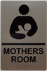 Signage MOTHER'S ROOM  Raised letters, Raised Image & Grade 2 Braille - Includes Red Adhesive pad for Easy Installation ( SILVER Color, Tacticle , Aluminium) - The Sensation line