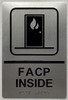 FACP INSIDE / fire alarm control panel inside  Raised letters , Raised Image & Grade 2 Braille - Includes Red Adhesive pad for Easy Installation