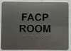 Signage FACP ROOM / FIRE ALARM CONTROL PANEL ROOM  Raised letters & Grade 2 Braille - Includes Red Adhesive pad for Easy Installation ( silver Color, Tacticle , Aluminium) - The Sensation line