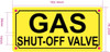 Gas main shut off valve sign yellow