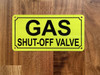 Gas main shut off valve sign yellow