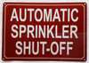 AUTOMATIC SPRINKLER SHUT OFF COMPLIANCE SIGN